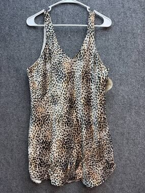 NWT Elise Stevens Women's Satin Nightgown Animal Print Sleeveless Size L